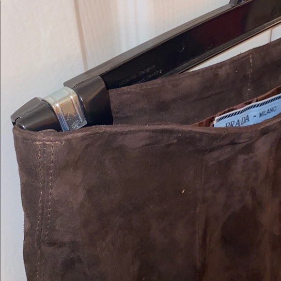 Vintage Prada Brown Suede Flared pants - Picture 3 of 13